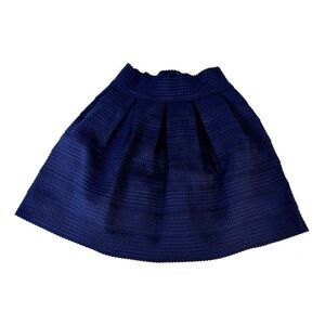 FSR Navy Circle Skater Skirt Pleated Textured - Size Medium